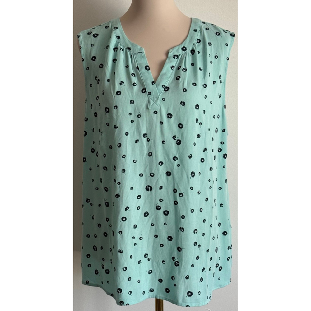 Women's Amazon Essentials Light Blue Black Polka Dot Tank Top XL
